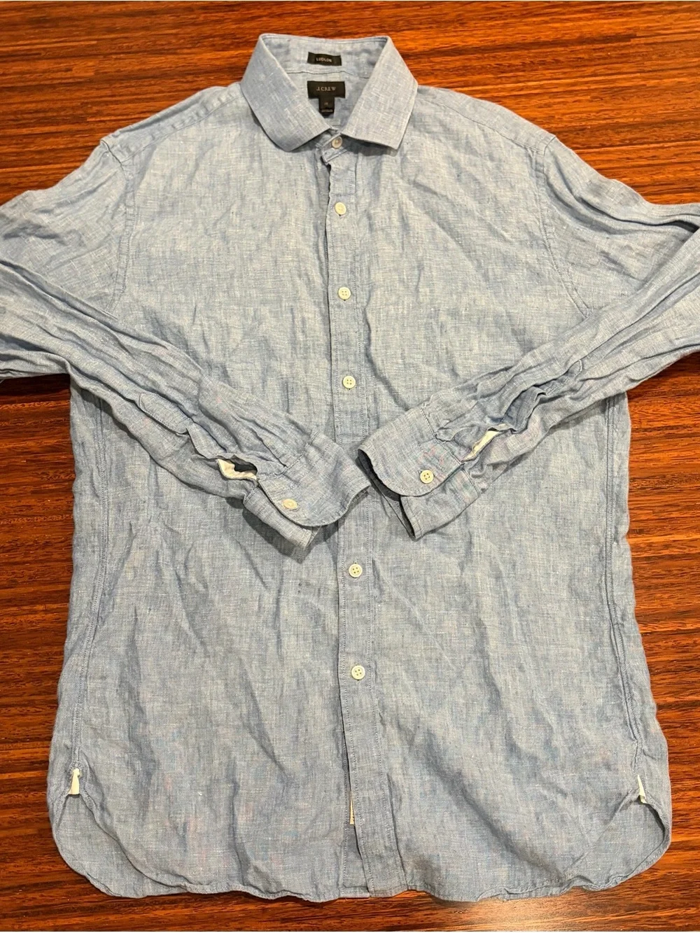 J.Crew Ludlow Baird McNutt Linen long sleeve Button Down - Medium Blue coastal